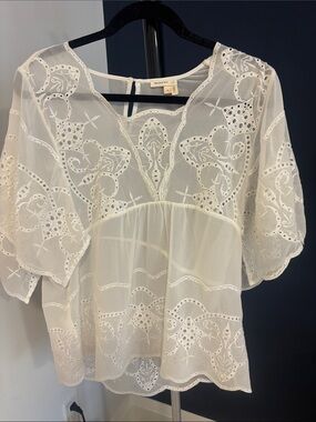 Anthropologie Eyelet Peasant Blouse M
